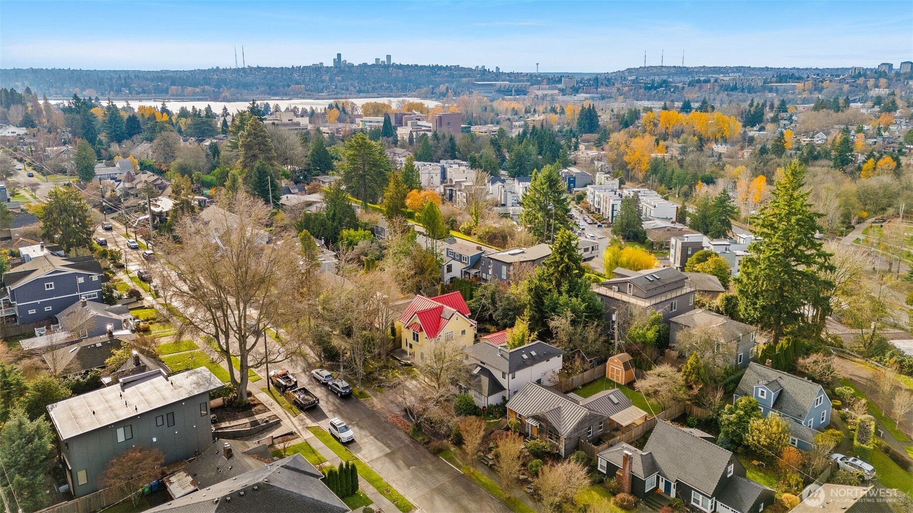 5143 46th Avenue Northeast Seattle, WA 98105 - Photo 32 of 33 an aerial view of residential houses with outdoor space and swimming pool