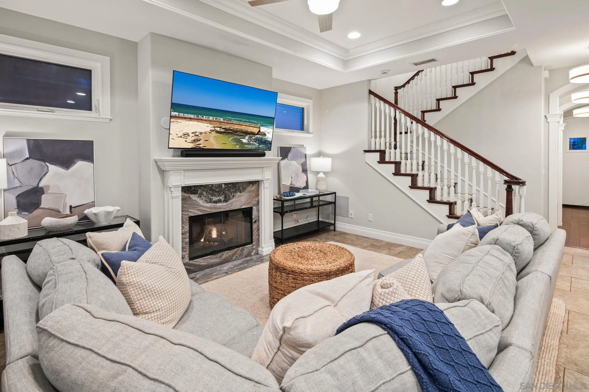 861 B Avenue Coronado, CA 92118 - Photo 17 of 45 a living room with furniture fireplace and flat screen tv