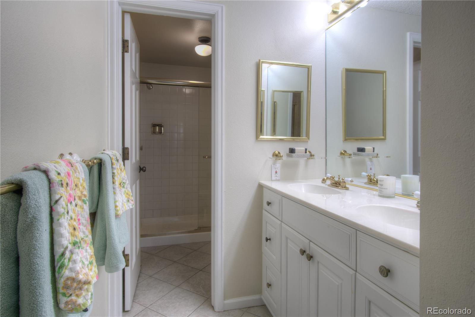 11781 West Elk Head Range Road Littleton, CO 80127 - Photo 22 of 48 a bathroom with a granite countertop sink and a mirror