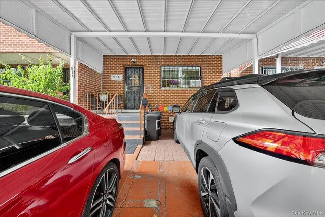 a view of car parked in garage