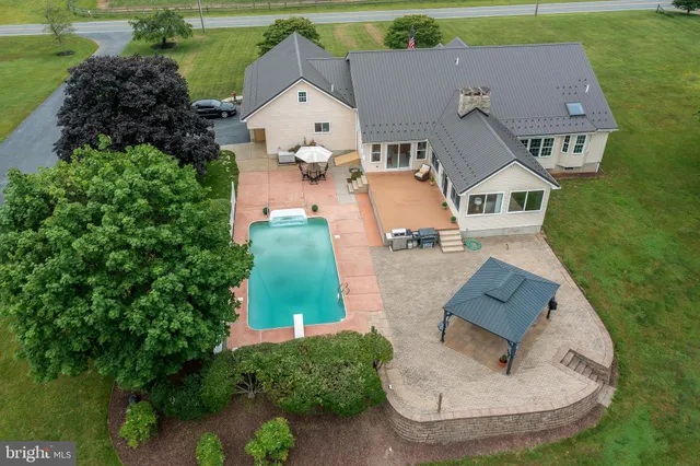 an aerial view of a house