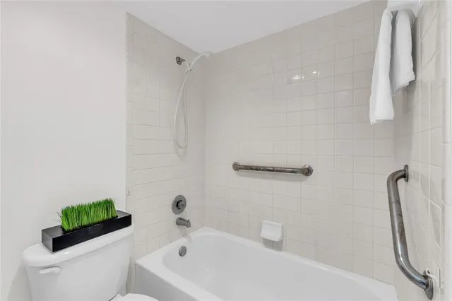 a bathroom with a bathtub