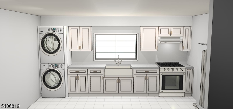 a view of a kitchen with washer and dryer