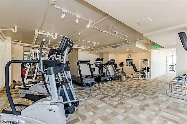 a view of a room with gym equipment