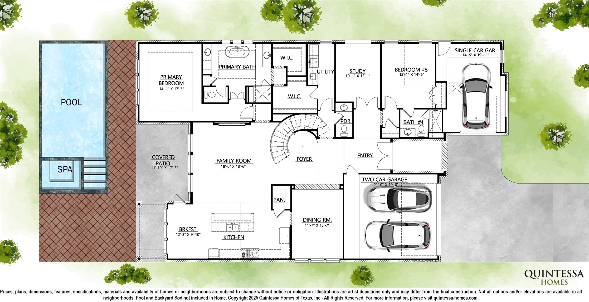 1918 Ridgecrest Drive Houston, TX 77055 - Photo 5 of 27 Artist Rendering of 1st Floor on Site Plan. Pool and Backyard Sod Not Included In Home.