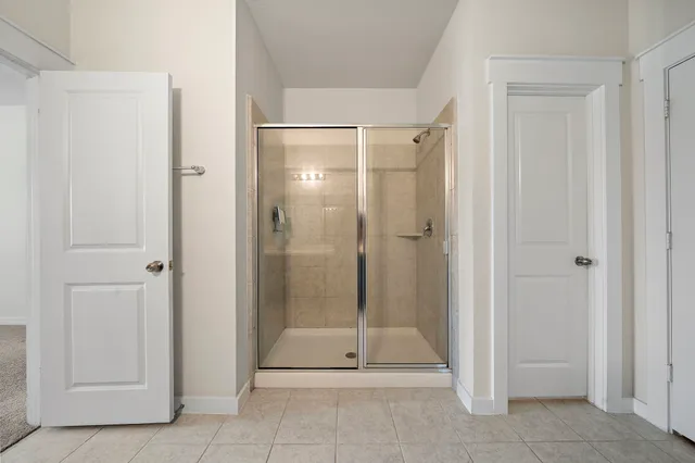 a view of a bathroom with shower