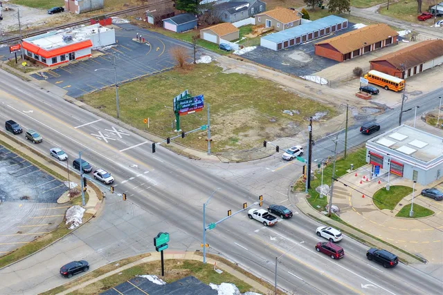 an aerial view of a city