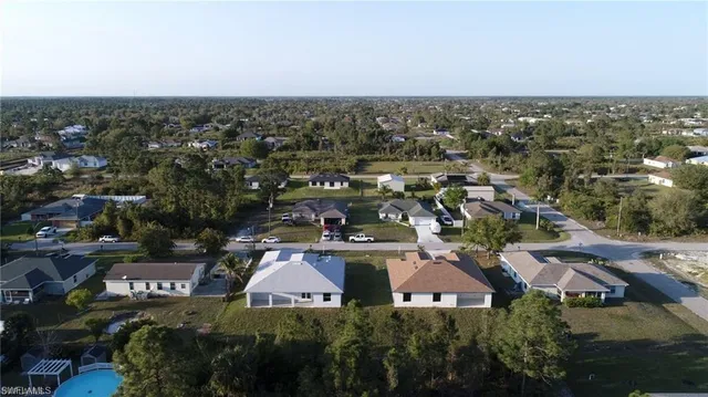 an aerial view of a house