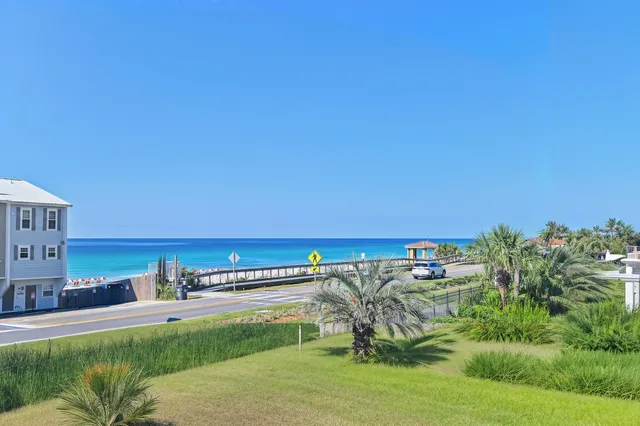 a view of a terrace with a yard