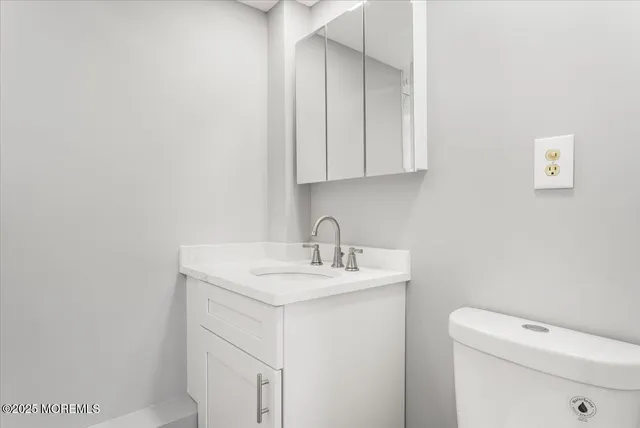 a bathroom with a sink a toilet and a vanity
