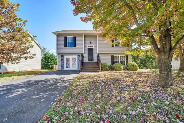 front view of a house with a street