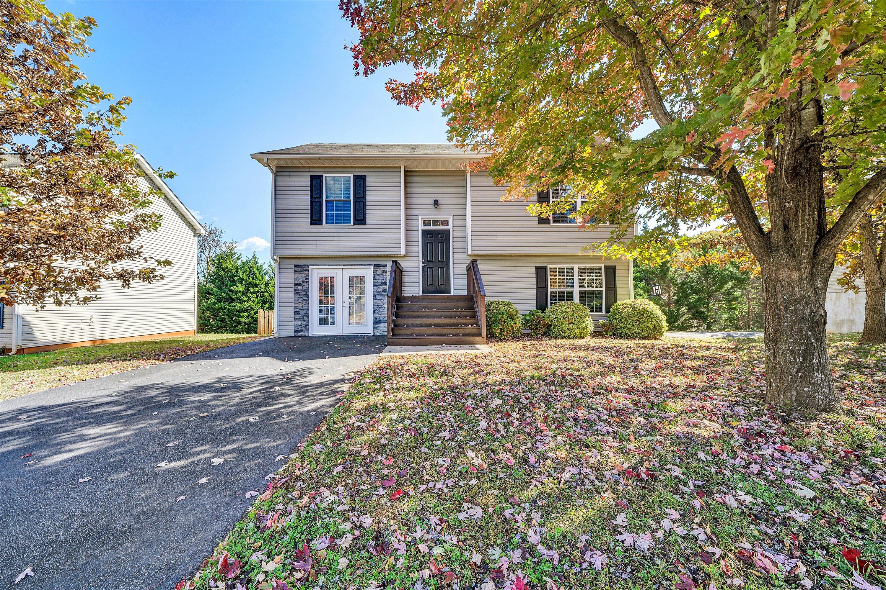 front view of a house with a street