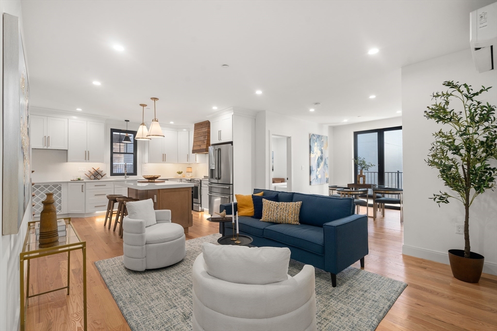 9 Sydney Street, Unit 4 Boston, MA 02125 - Photo 5 of 23 a living room with furniture kitchen view and a potted plant