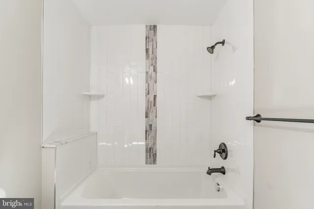 a bathroom with a bathtub