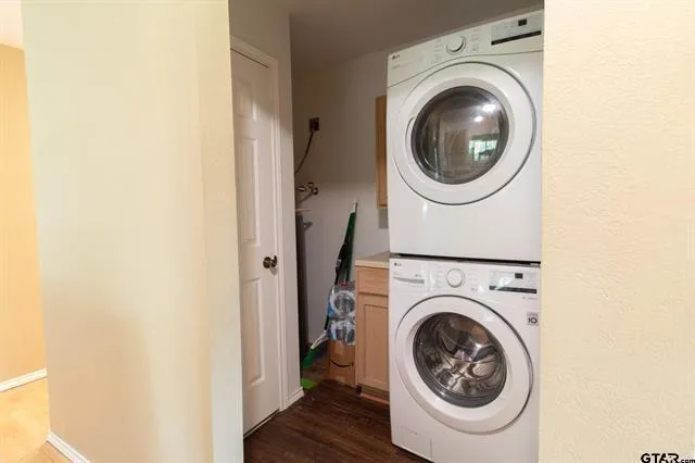 a utility room with dryer and washer