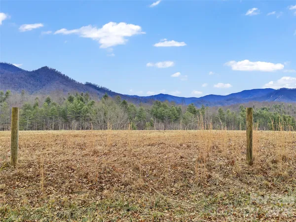 a view of a backyard with mountain view