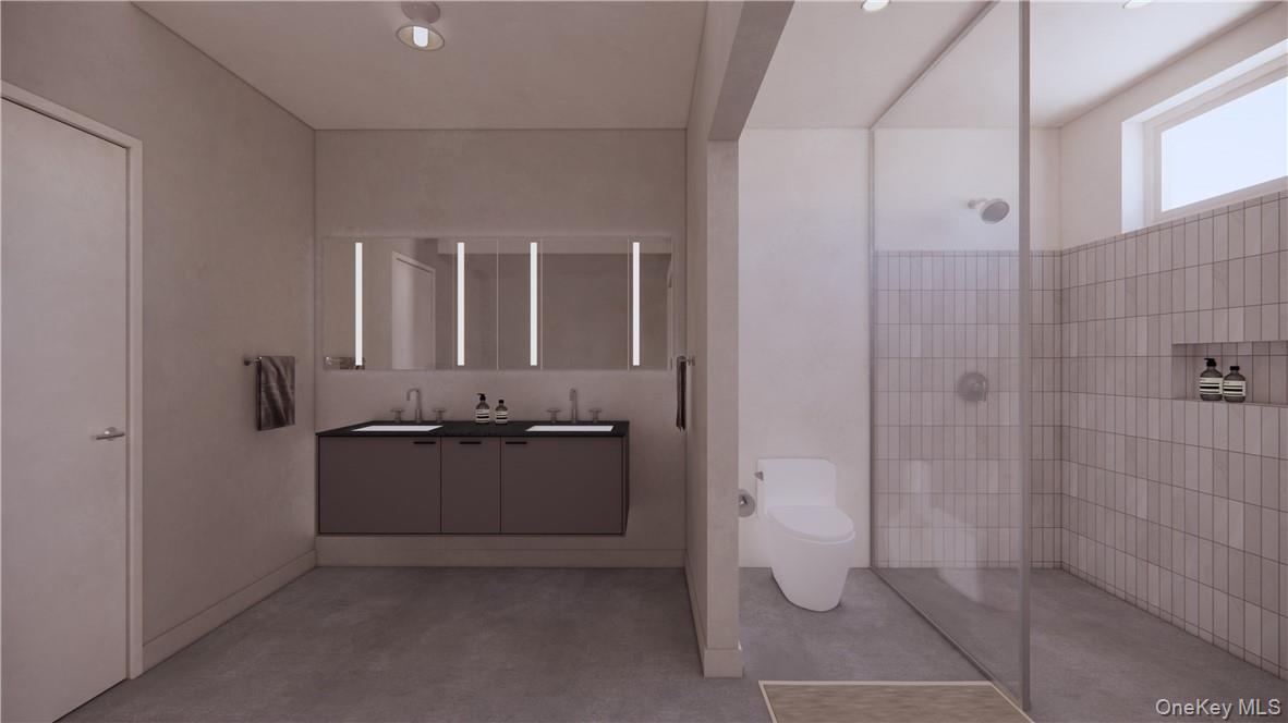 14 Red Rock Road Wawarsing, NY 12489 - Photo 8 of 23 a bathroom with a granite countertop sink a toilet and shower