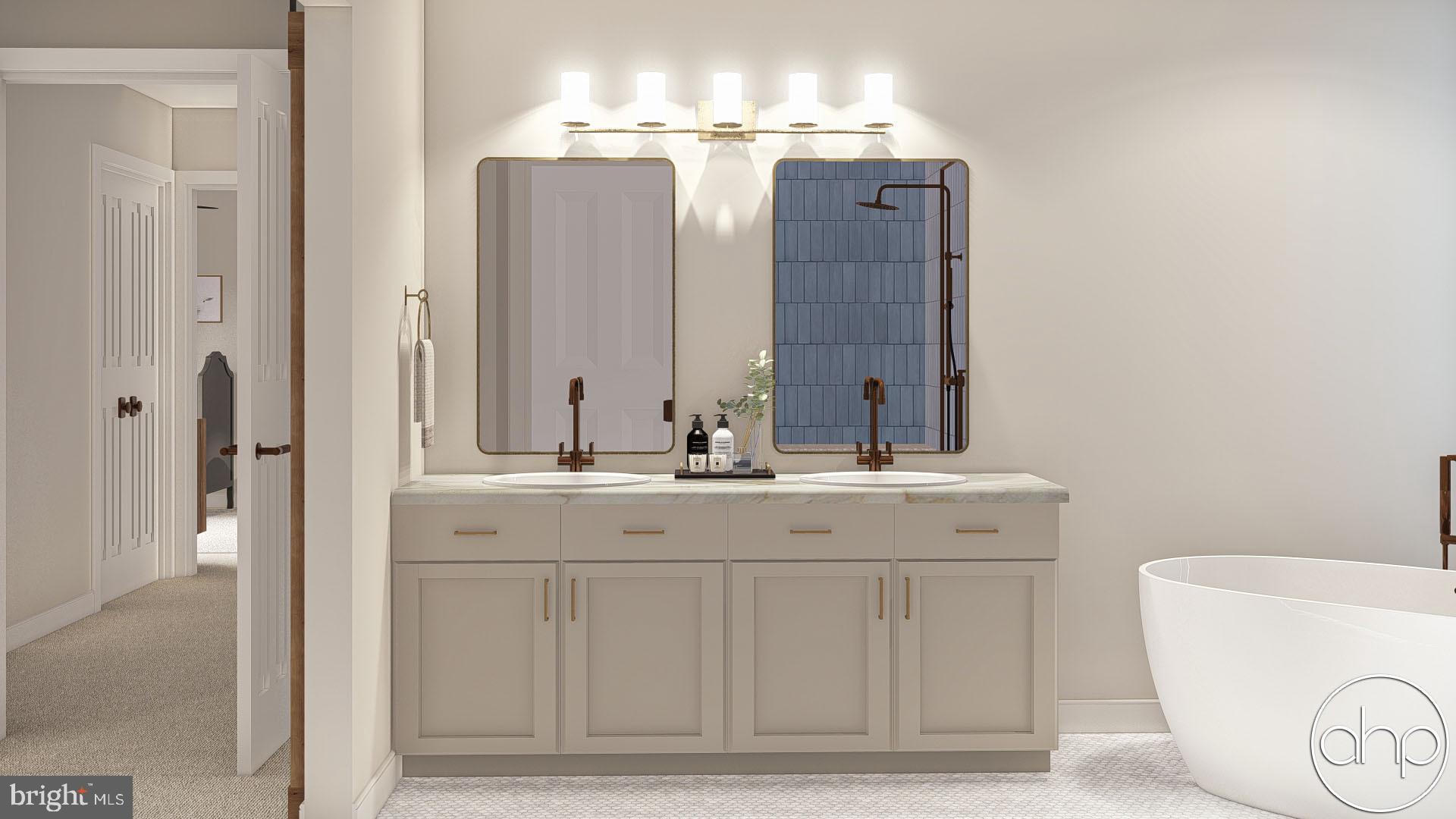 6430 Franconia Road Springfield, VA 22150 - Photo 10 of 14 a bathroom with a double vanity sink and a mirror