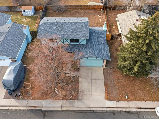an aerial view of a house