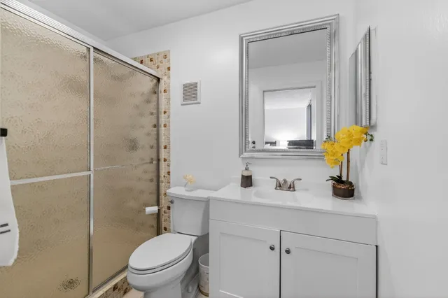 an aerial view of a tennis ground with a large trees