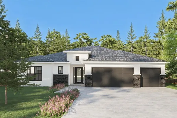 front view of a house with a yard