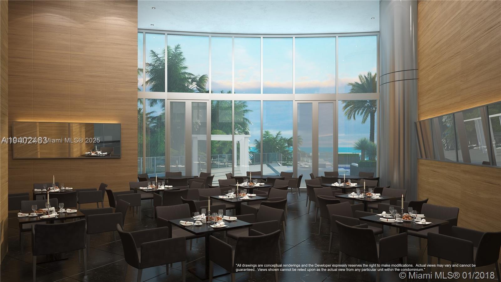 18555 Collins Avenue, Unit 4804 Sunny Isles Beach, FL 33160 - Photo 13 of 51 a view of a dining room with furniture window and outside view