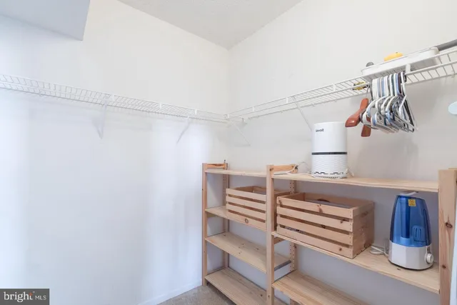 a view of storage and utility room with racks on the wall