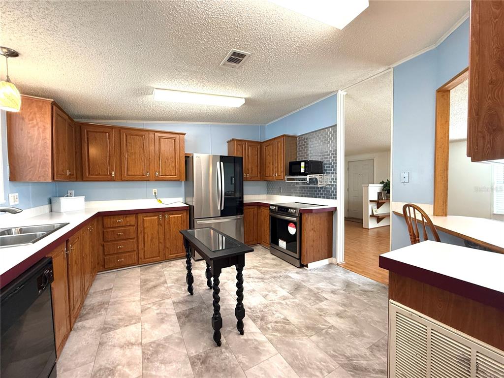 222 North St George Circle Apollo Beach, FL 33572 - Photo 6 of 33 a kitchen with granite countertop a sink appliances and cabinets