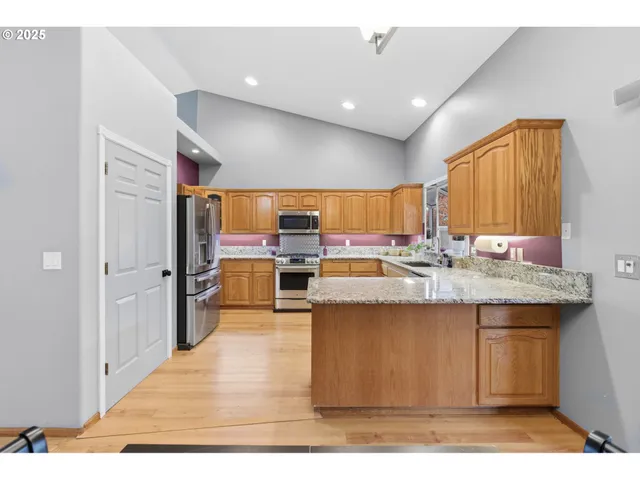 a kitchen with lots of counter top space