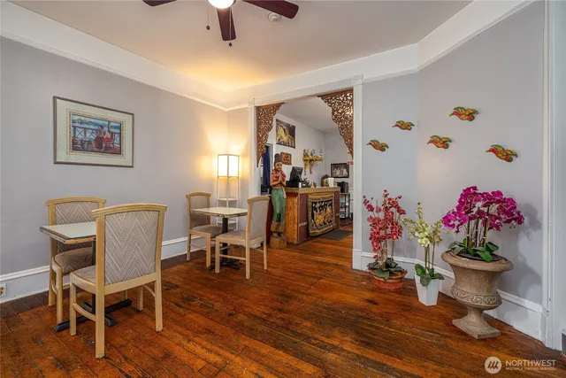 a workspace with furniture and window