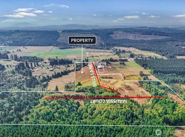 an aerial view of residential houses with outdoor space and lake view