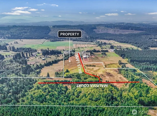 an aerial view of residential houses with outdoor space and lake view