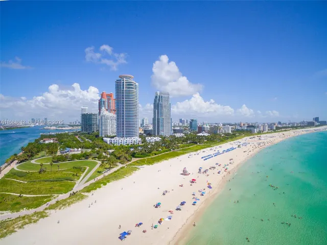 a view of a lake with a city