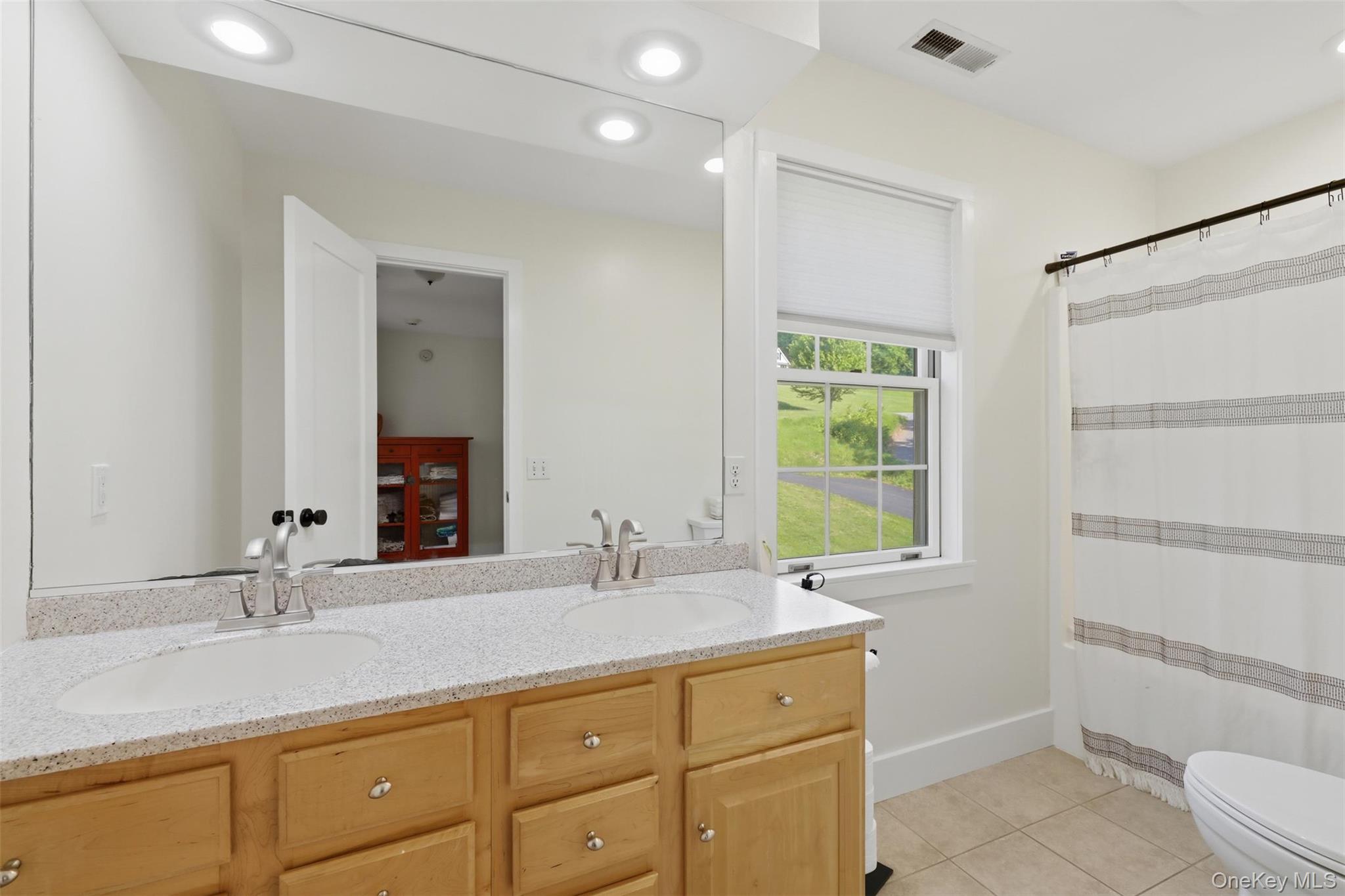 233 Devon Farms Road Stormville, NY 12582 - Photo 36 of 48 a bathroom with a double vanity sink toilet and a mirror