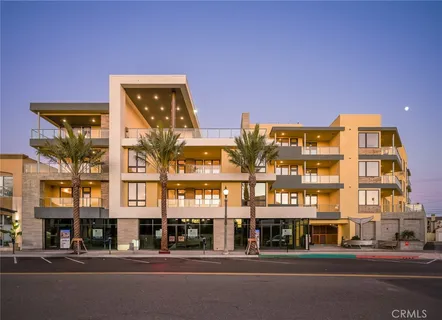 a front view of a multi story building