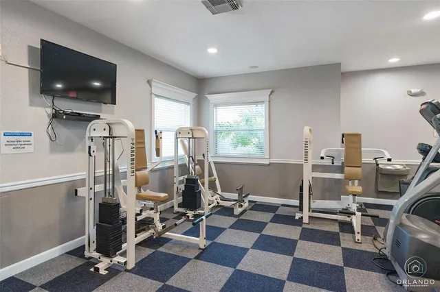 a view of a room with gym equipment