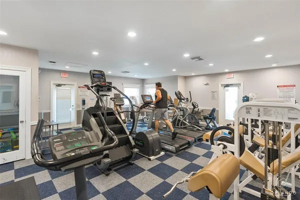 a view of a room with gym equipment