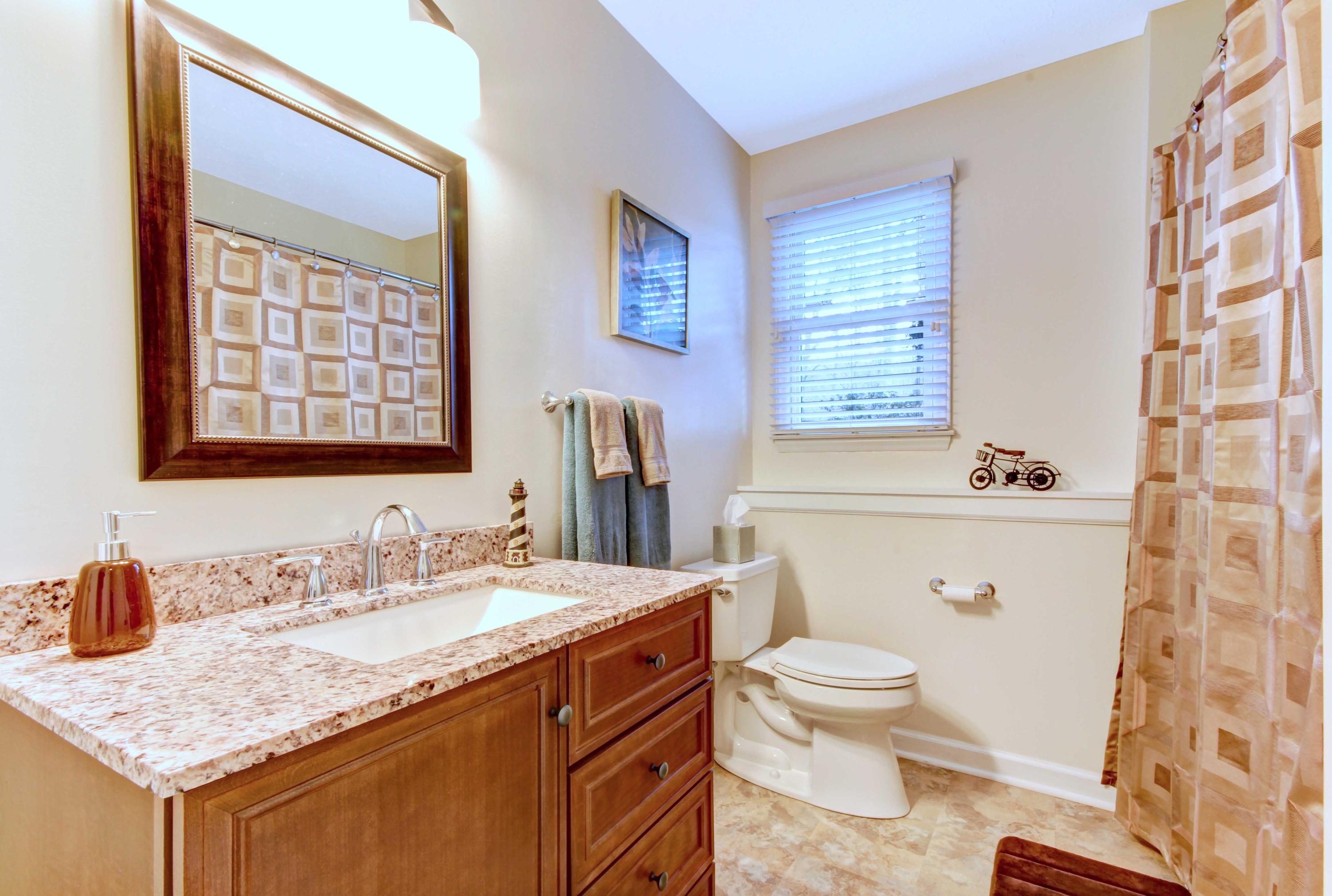 3355 Turner Branch Road Vinton, VA 24179 - Photo 25 of 58 a bathroom with a granite countertop sink toilet and shower