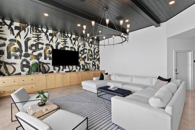 a living room with furniture