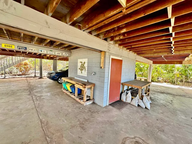 a view of parking garage with parking