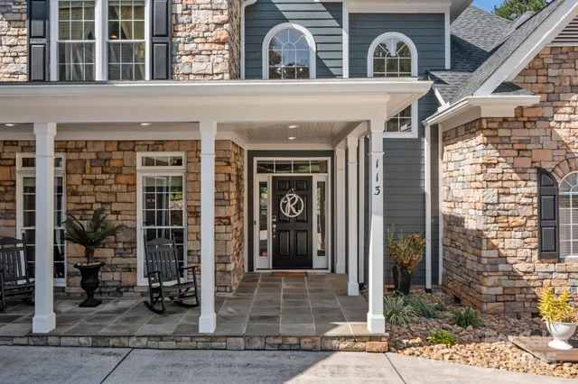 a front view of a building with glass windows