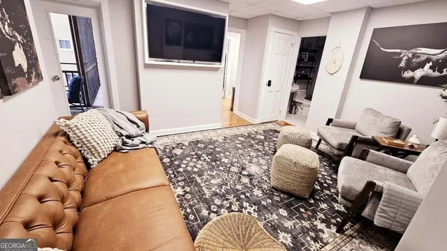 a living room with furniture