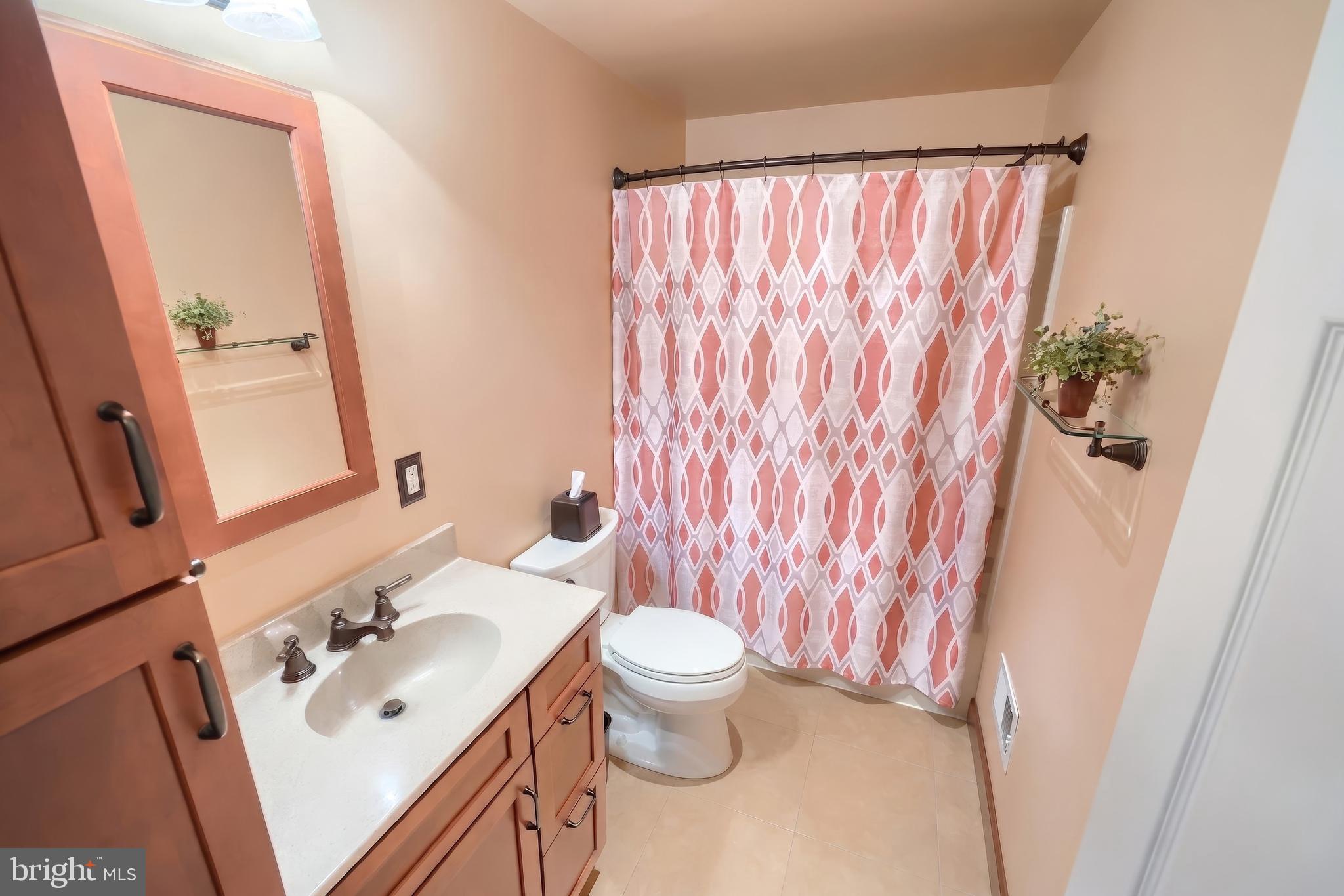 256 North Main Street Manchester, PA 17345 - Photo 11 of 38 a bathroom with a sink a toilet and shower curtain