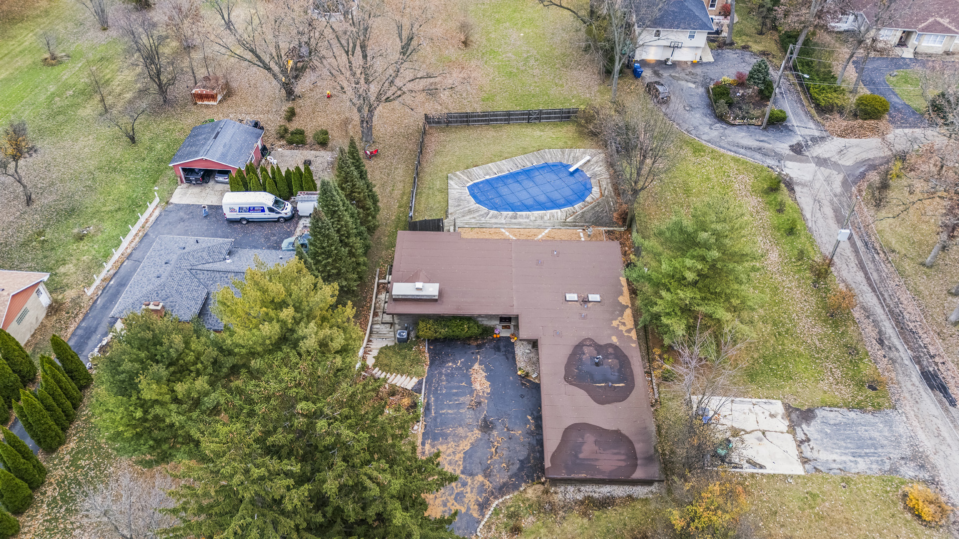 2345 North McAree Road Waukegan, IL 60087 - Photo 4 of 40 an aerial view of a house with a yard and tennis court