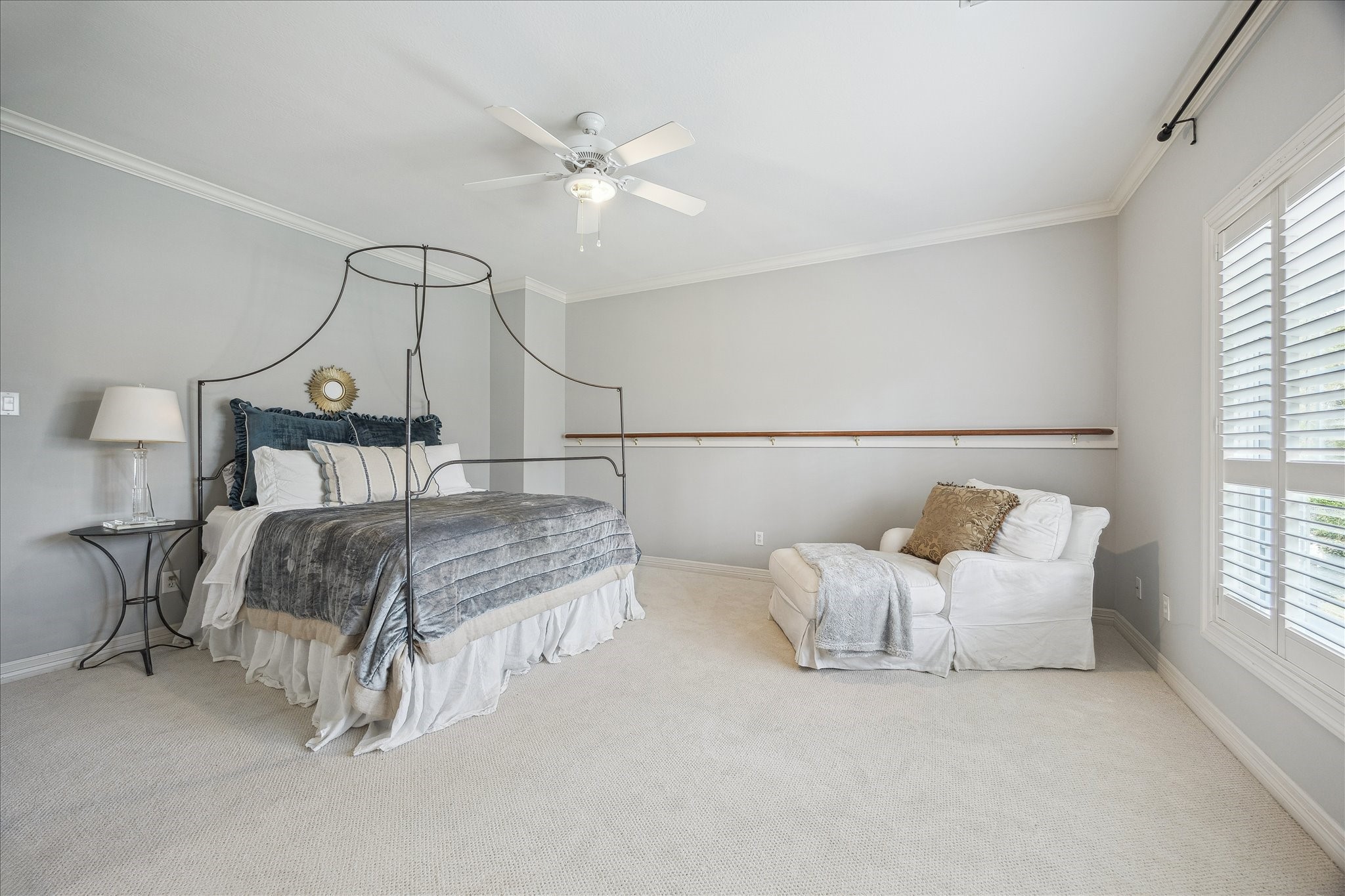 11524 Taylorcrest Road Houston, TX 77024 - Photo 39 of 47 The light-filled fourth upstairs bedroom features a large window with plantation shutters and new carpet.
