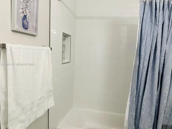 a bathroom with a bathtub