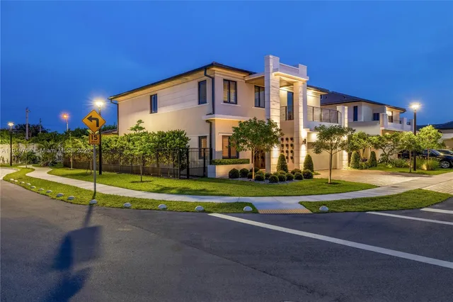 a view of a trees in front of a building