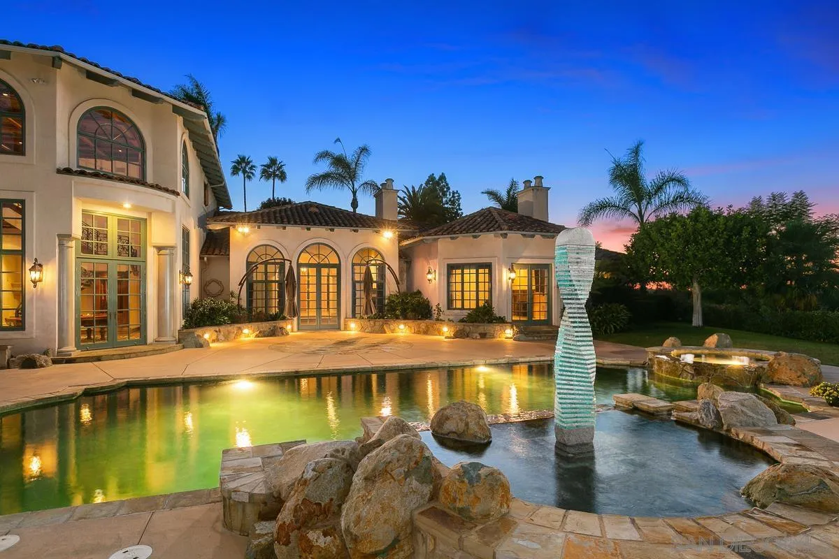 17178 Circa Oriente Rancho Santa Fe, CA 92067 - Photo 8 of 27 a view of a fountain with swimming pool in front of it