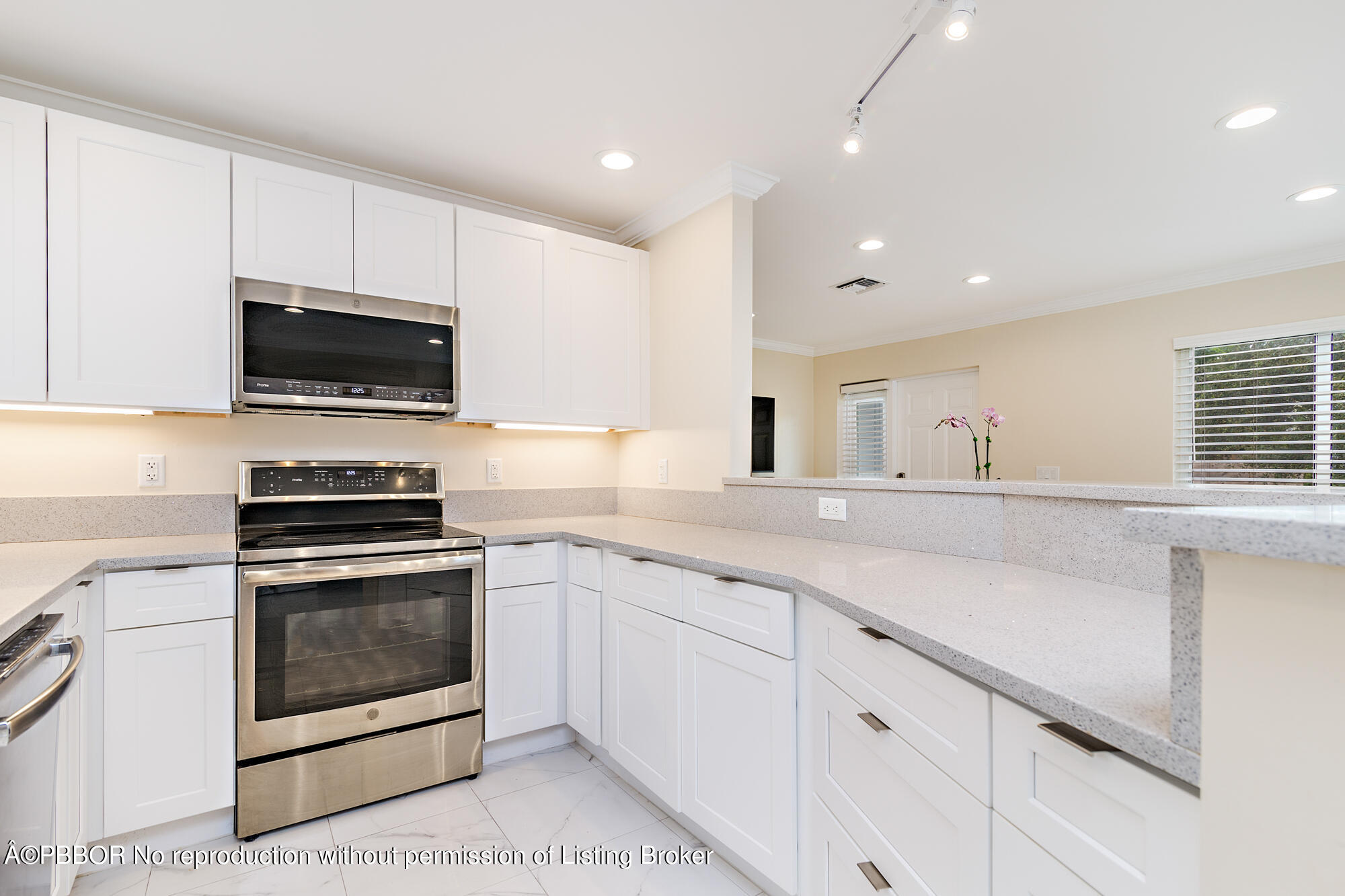 369 Valley Forge Road West Palm Beach, FL 33405 - Photo 10 of 19 a kitchen with granite countertop a stove a sink and a microwave