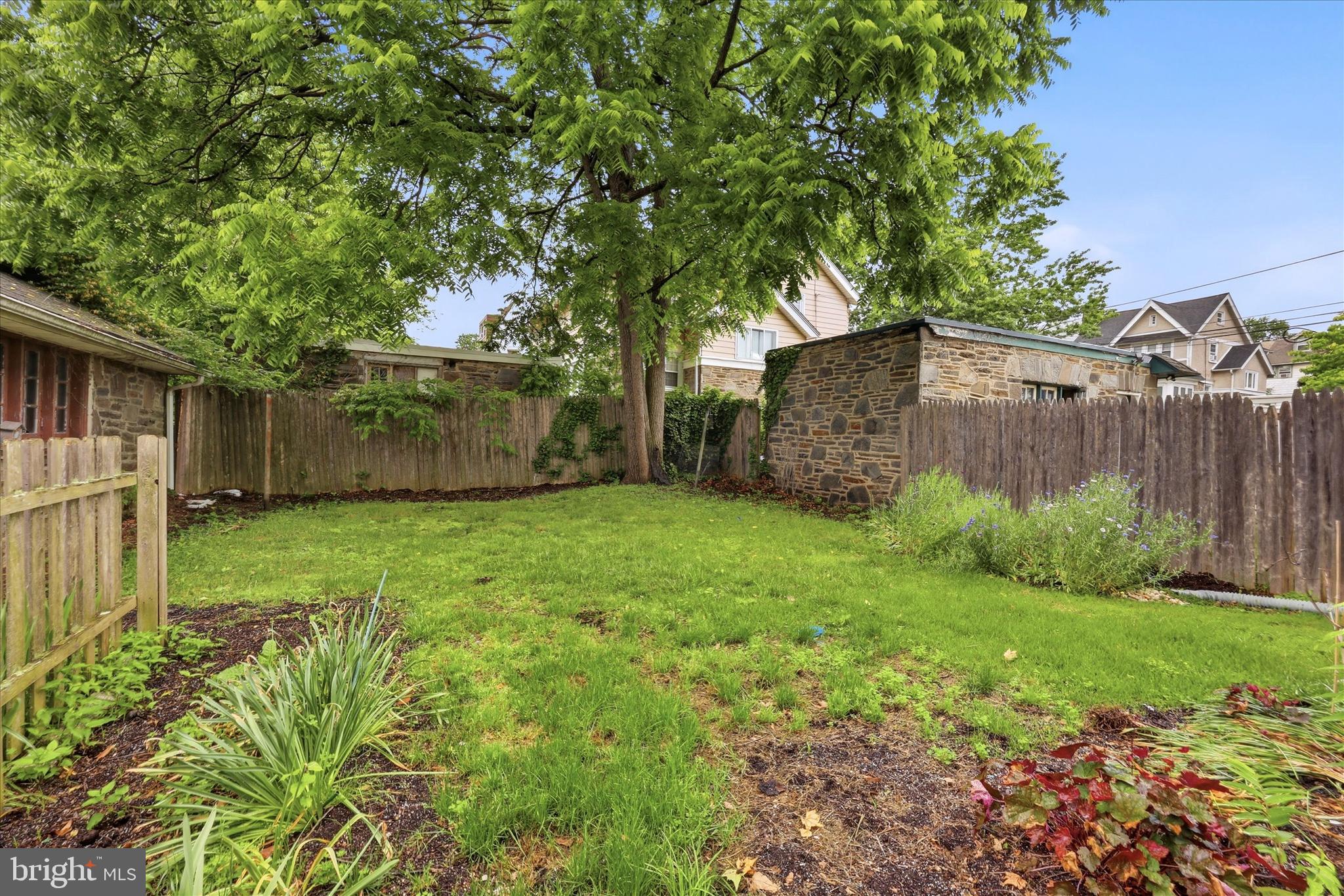 7208 Hilltop Road Upper Darby, PA 19082 - Photo 27 of 28 a view of a backyard with a plants and large tree